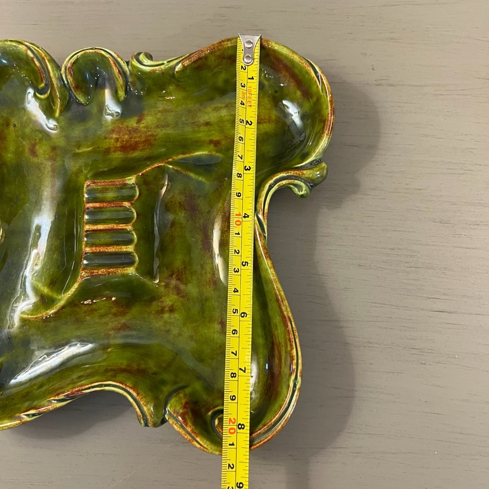 California Pottery Mid Century Modern Ceramic Ashtray Avocado Green Glaze - Picture 12 of 12